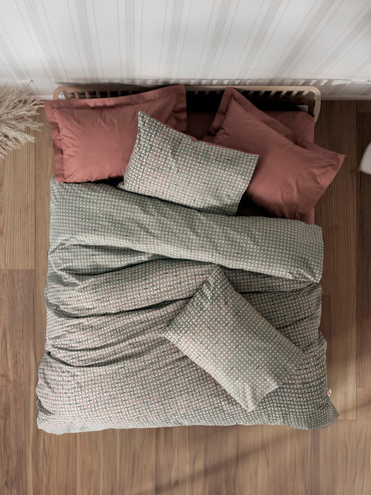 L'essentiel linge de maison Juego de funda de edredón doble Ranforce Rojo teja L'essentiel linge de maison Juego de funda de edredón doble Ranforce Rojo teja